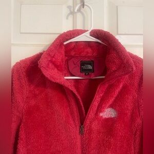 North Face Jacket Women Medium Pink Fuzzy Full Zip Fleece Coat Ladies B26